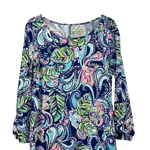 Lilly Pulitzer Edna Swing Shift dress Sz S Hanging with Fronds Print - Picture 3 of 8